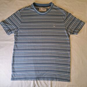 Original Penguin Men's Blue‎ White Striped Crew Neck Tee L 100% Organic Cotton